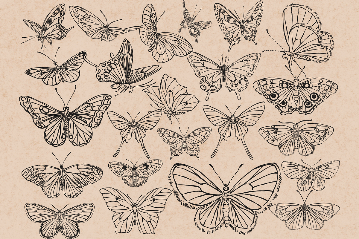 Butterfly Stamps for Procreate, a Brush Add-On by TheWhiteCatLab (Photo 2 of 8)