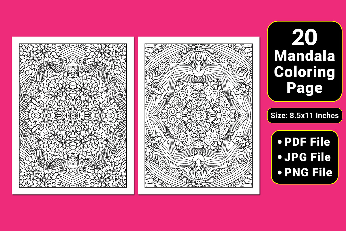 Floral Mandala Coloring Pages, a Pattern Graphic by mirajeee (Photo 4 of 4)