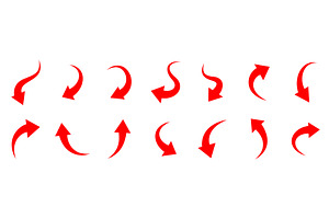 Red curved arrow icons. Minimal, an Object Illustration by GraphiShop