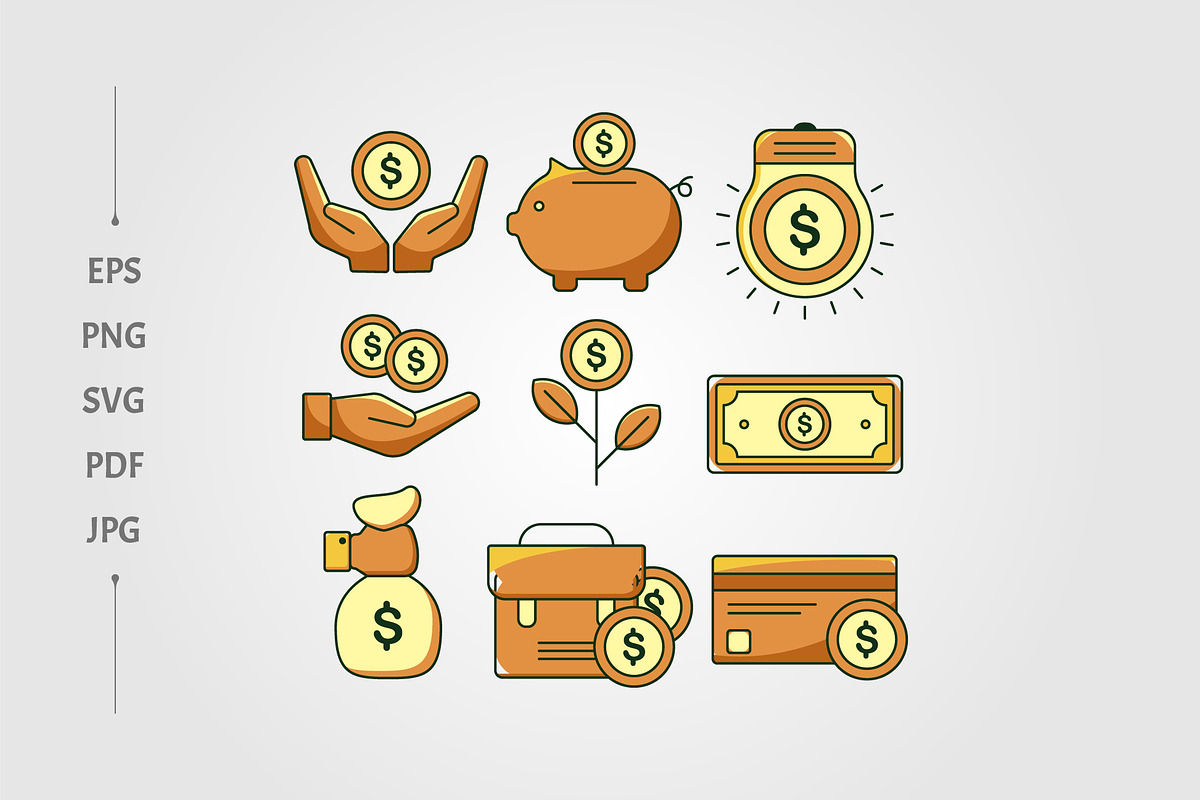 set of finance icon vector, an Outline Icon by lawoel