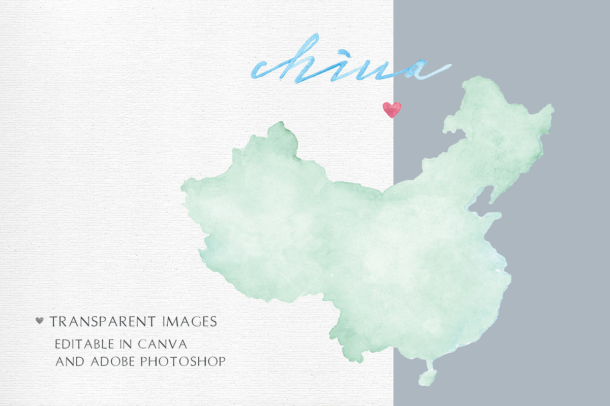 Watercolor Map of China, a Graphic by Beloved Paper (Photo 4 of 6)