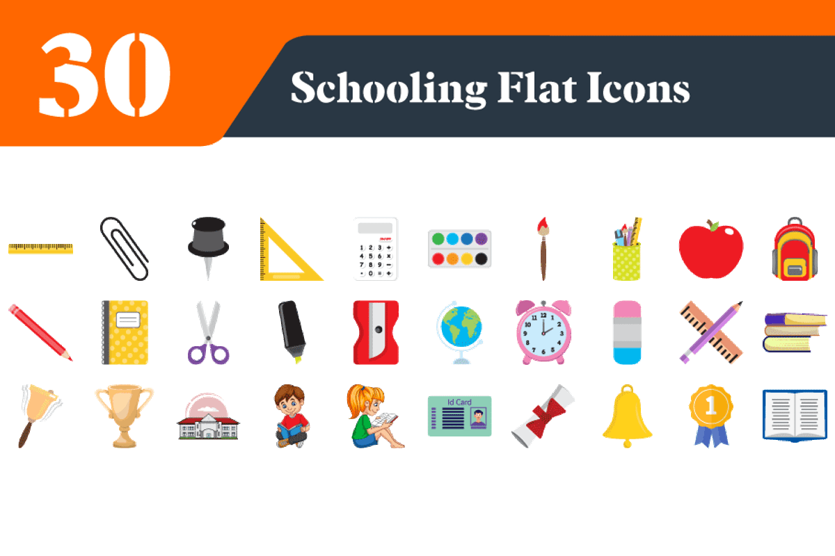 Schooling Flat Icons Bundle, an Emoji Icon by EllaMaiyaali (Photo 1 of 3)