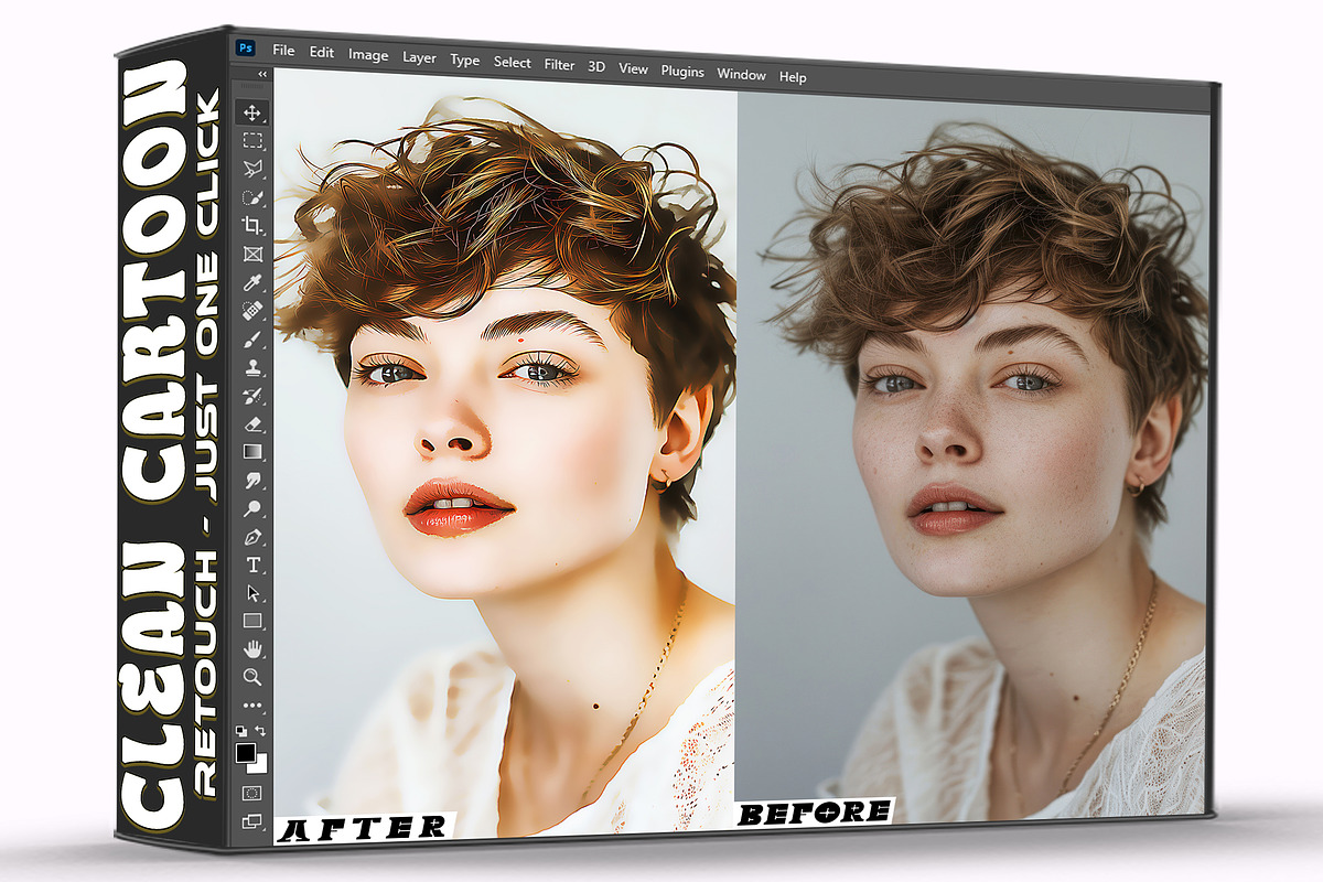 Cleatn Cartoon Retouch Photoshop, an Action Add-On by one-touch (Photo 1 of 9)