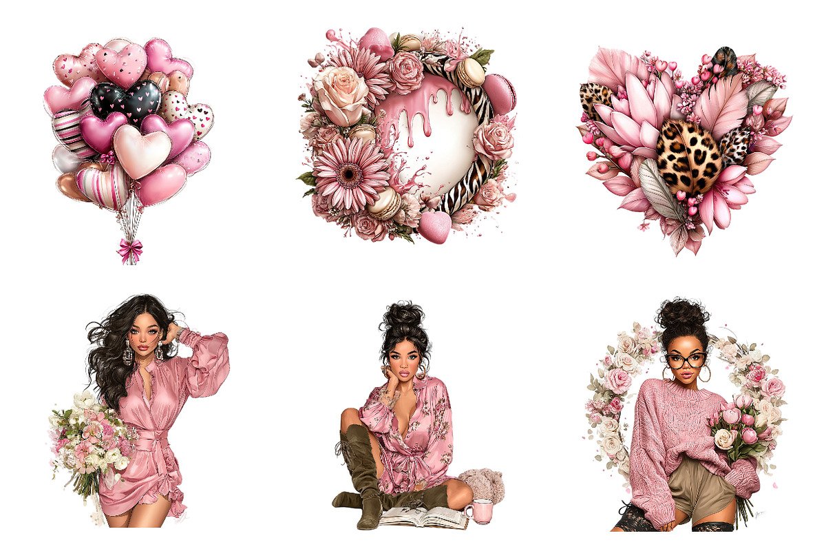 Valentines Day Clipart PNG Girly, an Illustration by CreationArt (Photo 4 of 5)