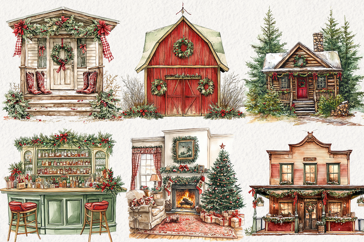Western Cowboy Christmas Clipart, an Illustration by NadiaTheronArt (Photo 3 of 5)
