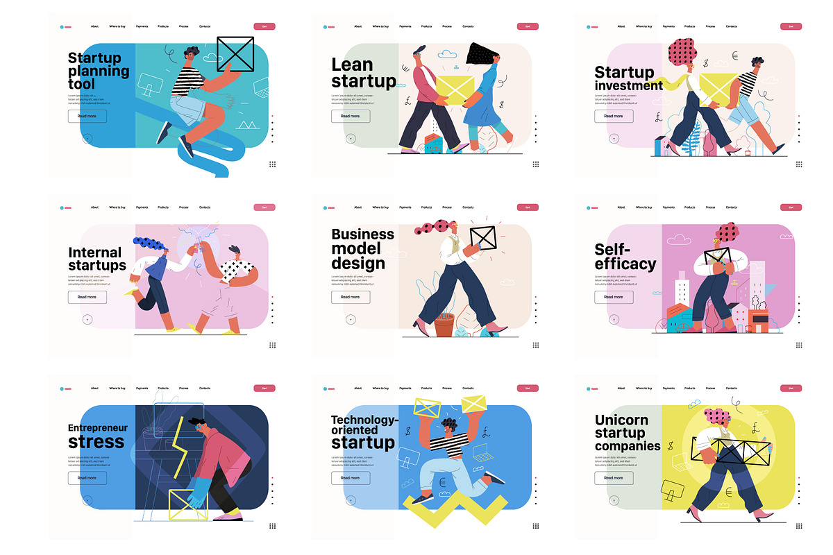 Startups flat vector illustrations, a Templates & Theme by Grivina's shop (Photo 33 of 45)