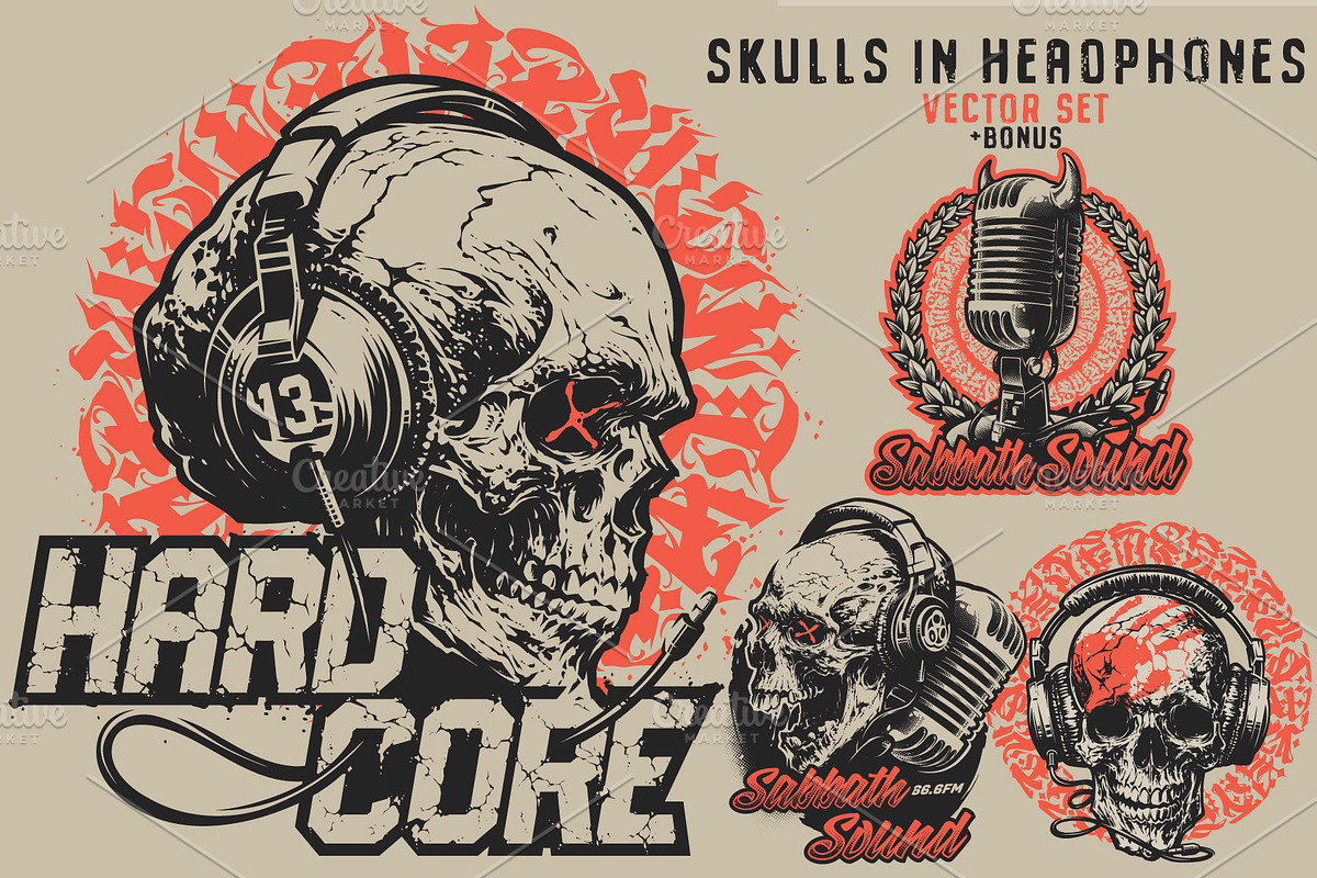 Skulls in Headphones, a Technology Illustration by daver2002ua (Photo 1 of 5)