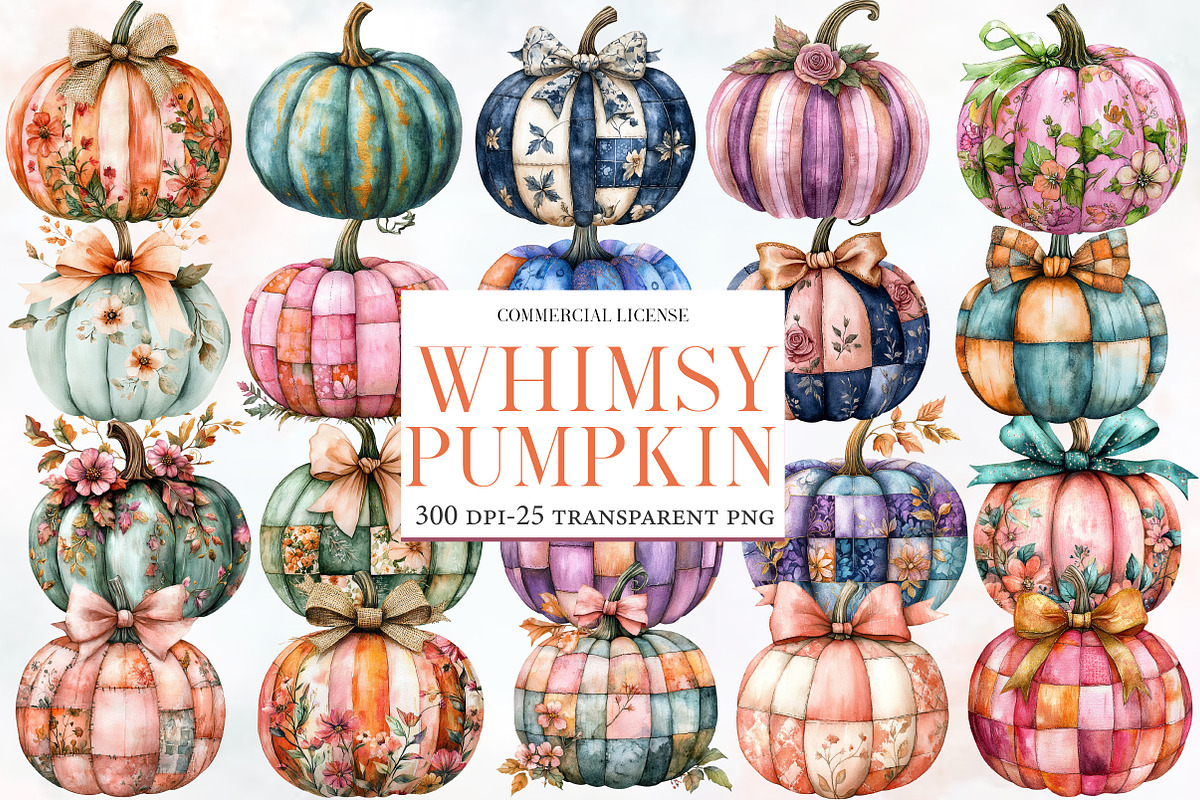 Whimsy Pumpkin Clipart, an Illustration by Designworld (Photo 1 of 6)