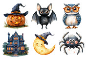 Watercolor Cute Halloween Clipart, an Illustration by SinaCreation (Thumbnail 3 of 5)