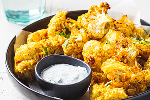 Baked spicy cauliflower with yogurt