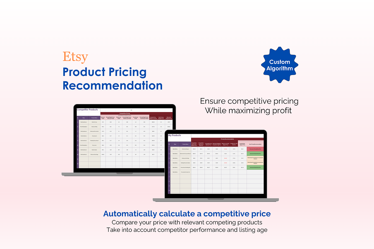 Etsy Pricing Tool - Excel preview 2