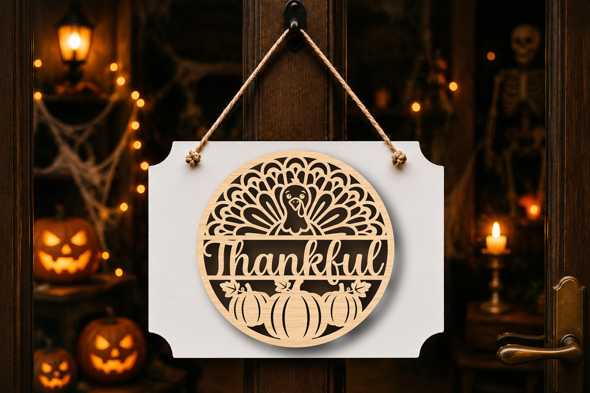 Thankful Turkey Door Sign SVG, a Work Illustration by Digital Artistic99 (Photo 4 of 4)