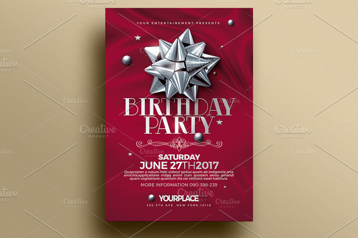 Birthday Invitation | 3 Psd Template, a Flyer Template by Rome B Creation (Photo 4 of 4)