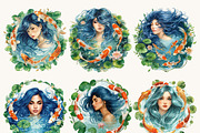 Girl With Koi Fish Clipart Bundle, a Person Illustration by Design Scotch (Thumbnail 3 of 8)