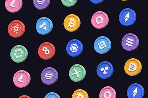 Cryptocurrency 3D Icons Set