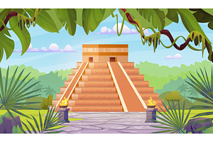 Mayan pyramid. Aztec temple ruins in, an Object Illustration by Stock-Smart-Start