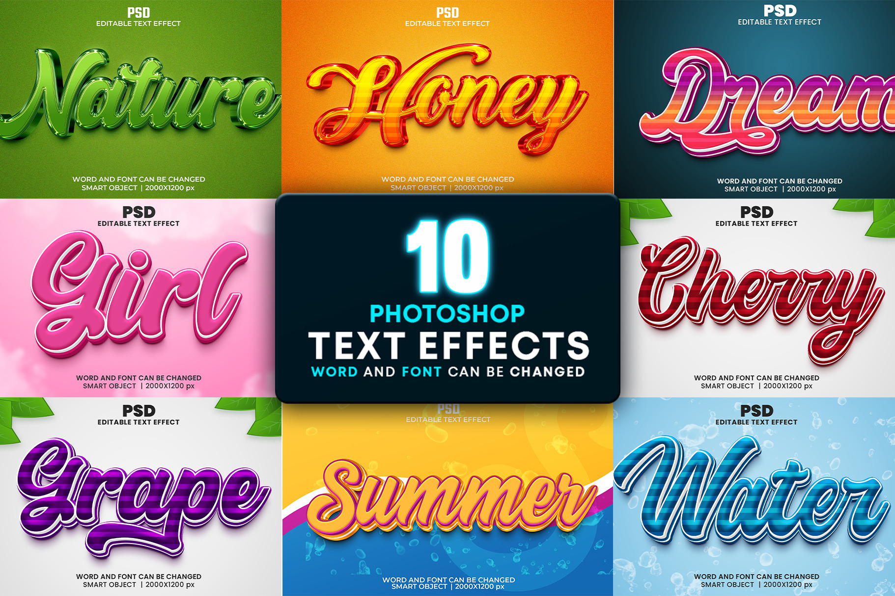 3d Text Effect Bundle for photoshop, a Layer Style Add-On by bdrobin