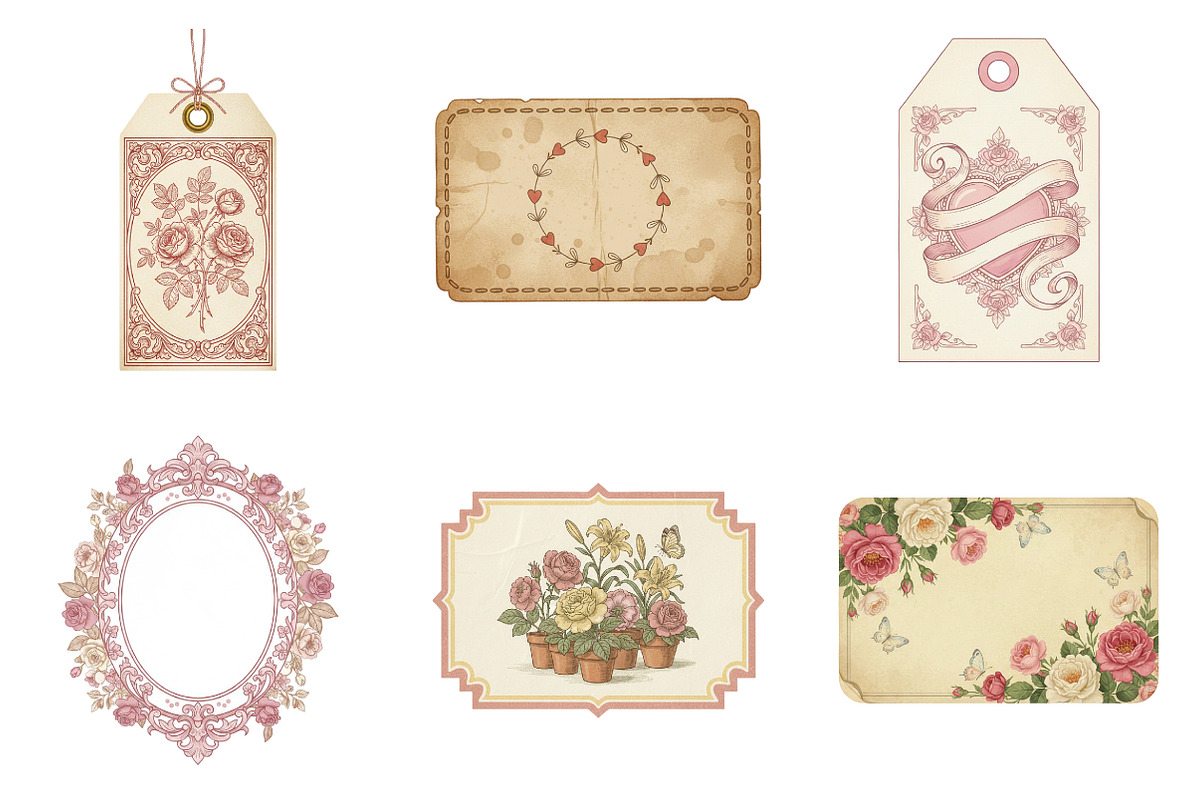 Vintage Valentine's Day Tag Printabl, an Illustration by SinaCreation (Photo 5 of 5)