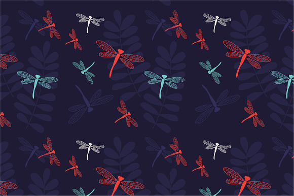 Seamless Pattern Dragonfly
