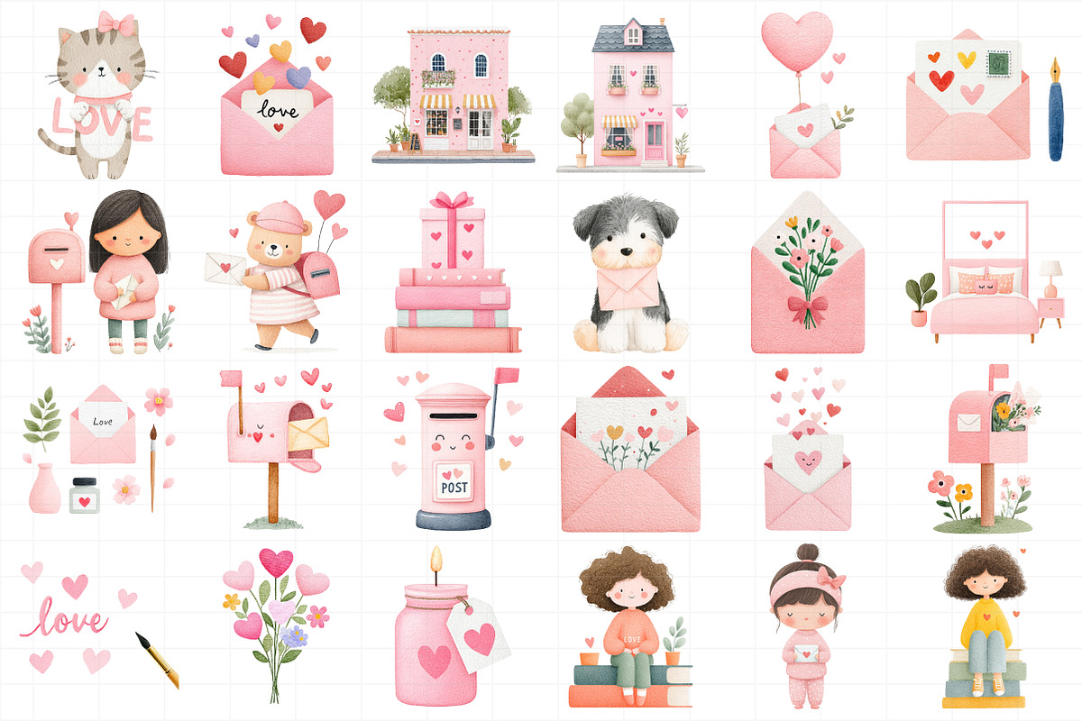 Valentines Mail & Letter Clipart, an Illustration by Daily.Designs (Photo 5 of 5)