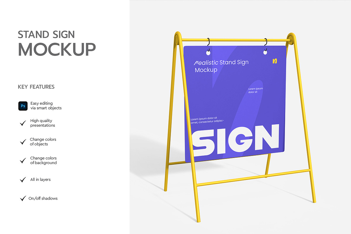 Realistic Stand Signboard Mockup
