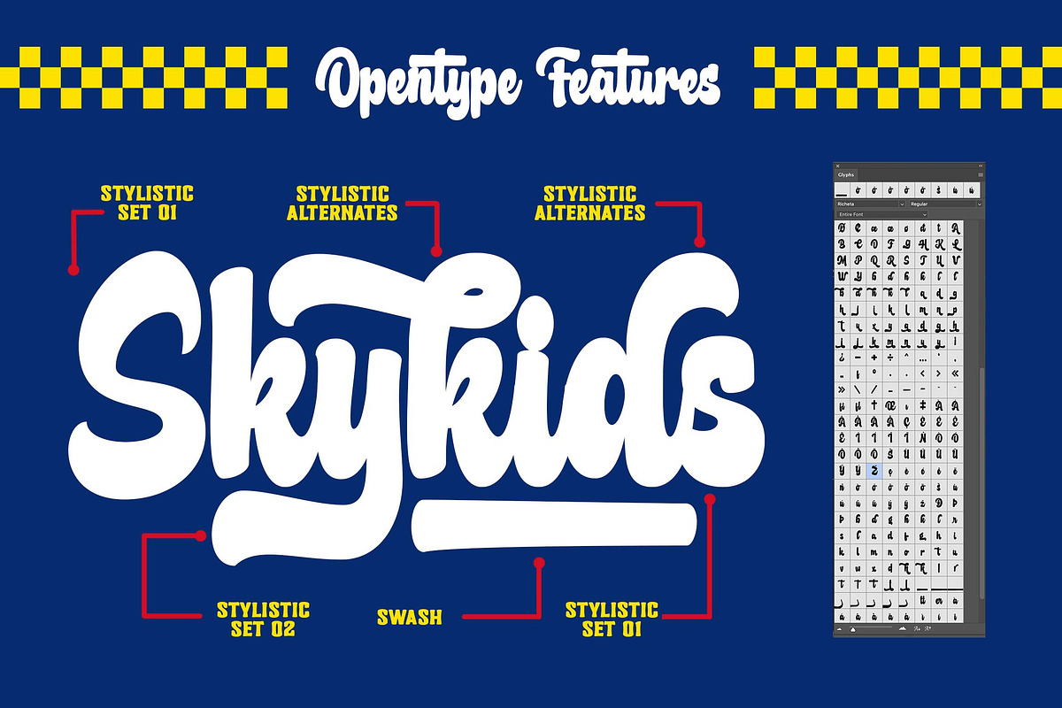 Richeta a Retro Bold Script Font, a Script Font by Blankids Studio (Photo 5 of 16)