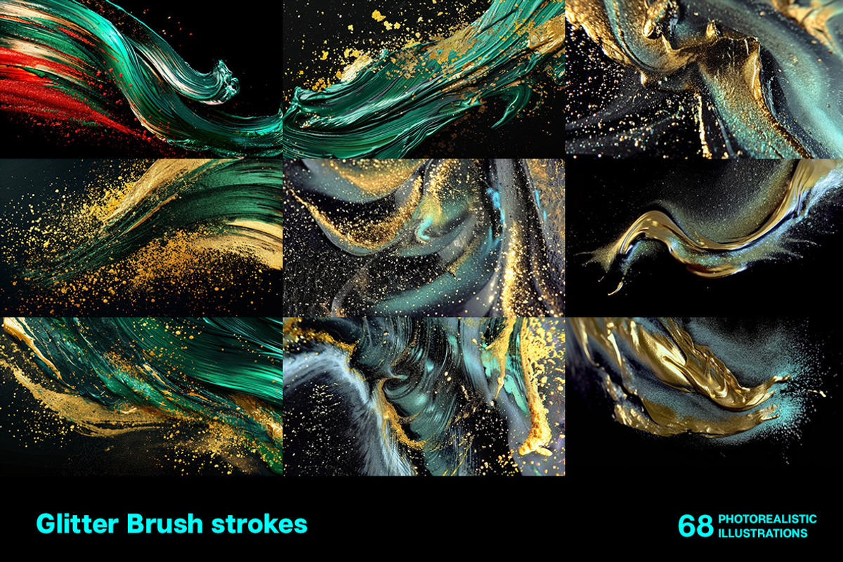 Glitter Brush strokes. 68 images, a Decorative Illustration by Handmadefont (Photo 9 of 14)