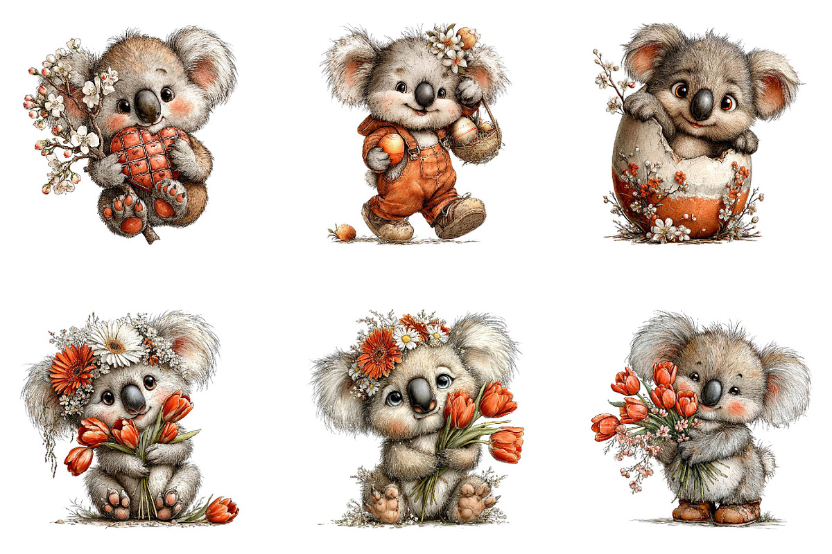 Whimsical Easter Koala Clipart, an Illustration by CreationArt (Photo 6 of 7)