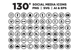 Circle Double Outline Social Icons, an Icon by Running With Foxes