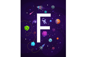 Cartoon Space Letter F, Planets