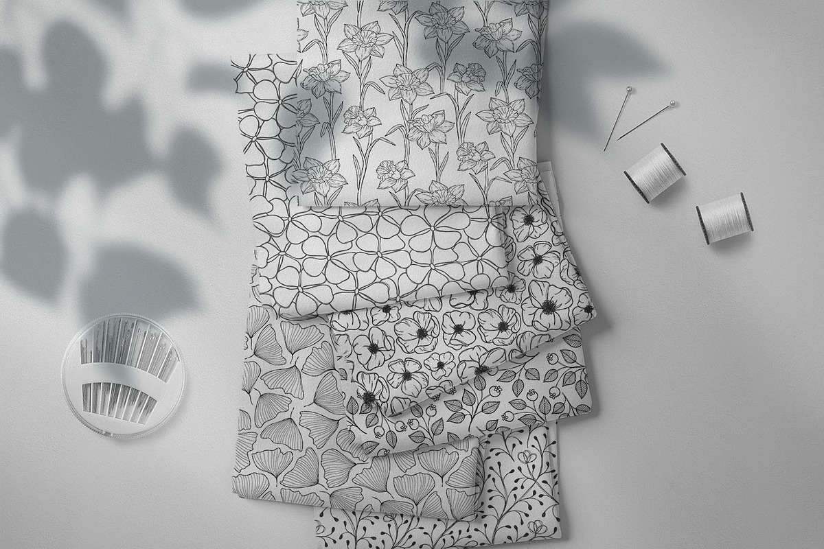 12 Monochrome floral pattern, a Pattern Graphic by ananastya (Photo 2 of 8)
