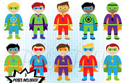 Boy Superhero Clipart & Vectors, an Illustration by PinkPueblo (Thumbnail 1 of 3)