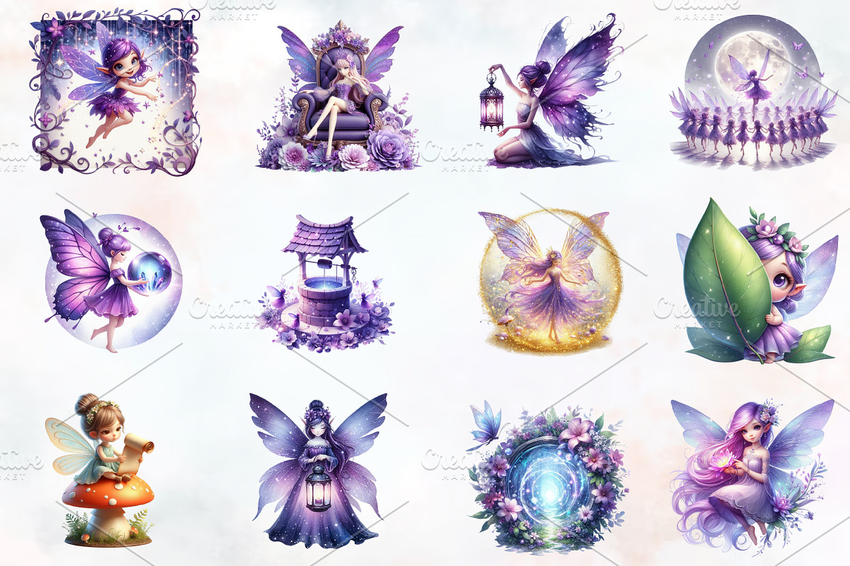 Magical Garden Purple Fairies Png, an Illustration by RobertsArt (Photo 4 of 7)