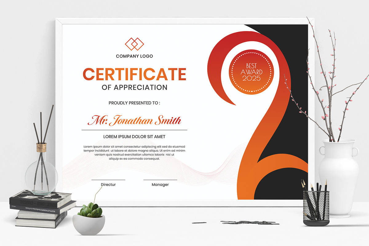 Certificate Template, a Stationery Template by Boostock