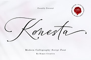 Konesta - Modern Calligraphy Script, a Script Font by Romiecreative (Thumbnail 1 of 10)