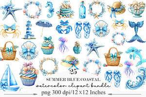 Coquettish Summer Blue Coastal, an Illustration by Designking