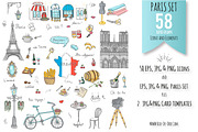 58 Paris color hand drawn icons!, an Object Graphic by Natasha-Pankina.com (Thumbnail 1 of 5)