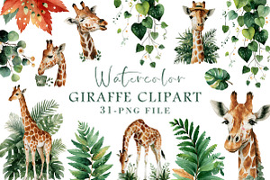 Watercolor Giraffe Clipart, an Illustration by Libby Wishes