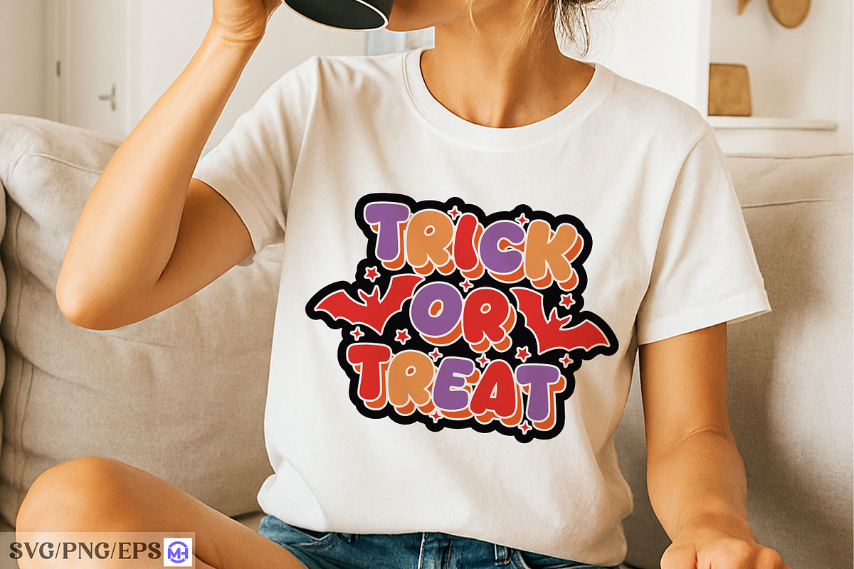 Retro Halloween Trick or Treat SVG, a Seasonal Illustration by mh_arif (Photo 2 of 4)