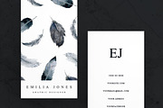 Watercolor feather business card, a Card Template by MH Design Template (Thumbnail 2 of 6)