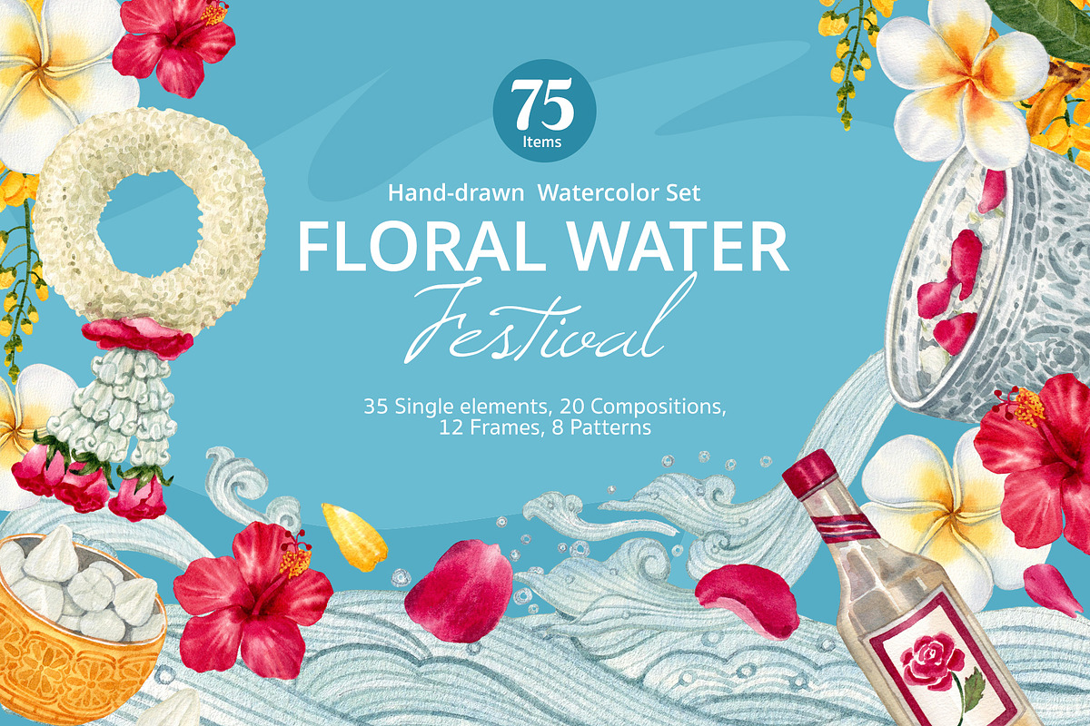 Floral Water Festival – Hand-Drawn, a Seasonal Illustration by CreativeValuation (Photo 1 of 10)
