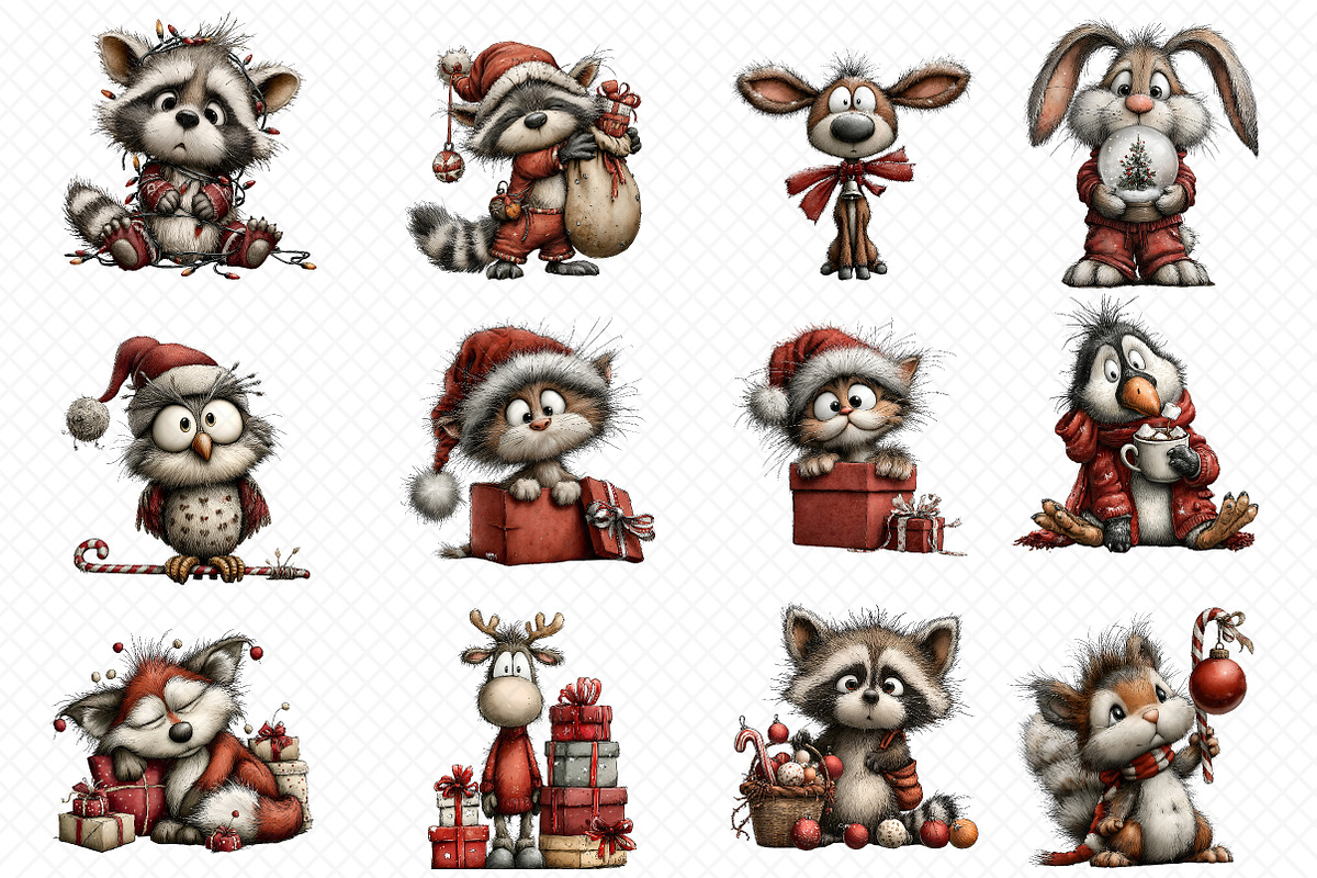 Whimsical Christmas Animal Clipart, an Illustration by cherrydesign (Photo 3 of 3)