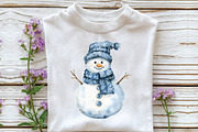 Christmas Blue Toile Snowman Clipart, an Illustration by CraftArtStudio (Thumbnail 4 of 6)