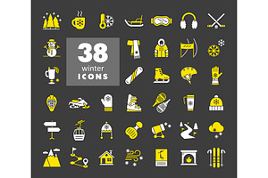 38 Winter Vector Glyph Icons