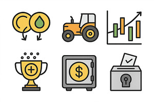 Icons representing agriculture, a Finance Illustration by ZinetroN