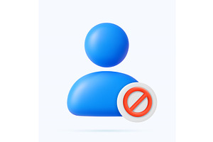 3D User Icon with Prohibited Sign, an Object Illustration by ModVector