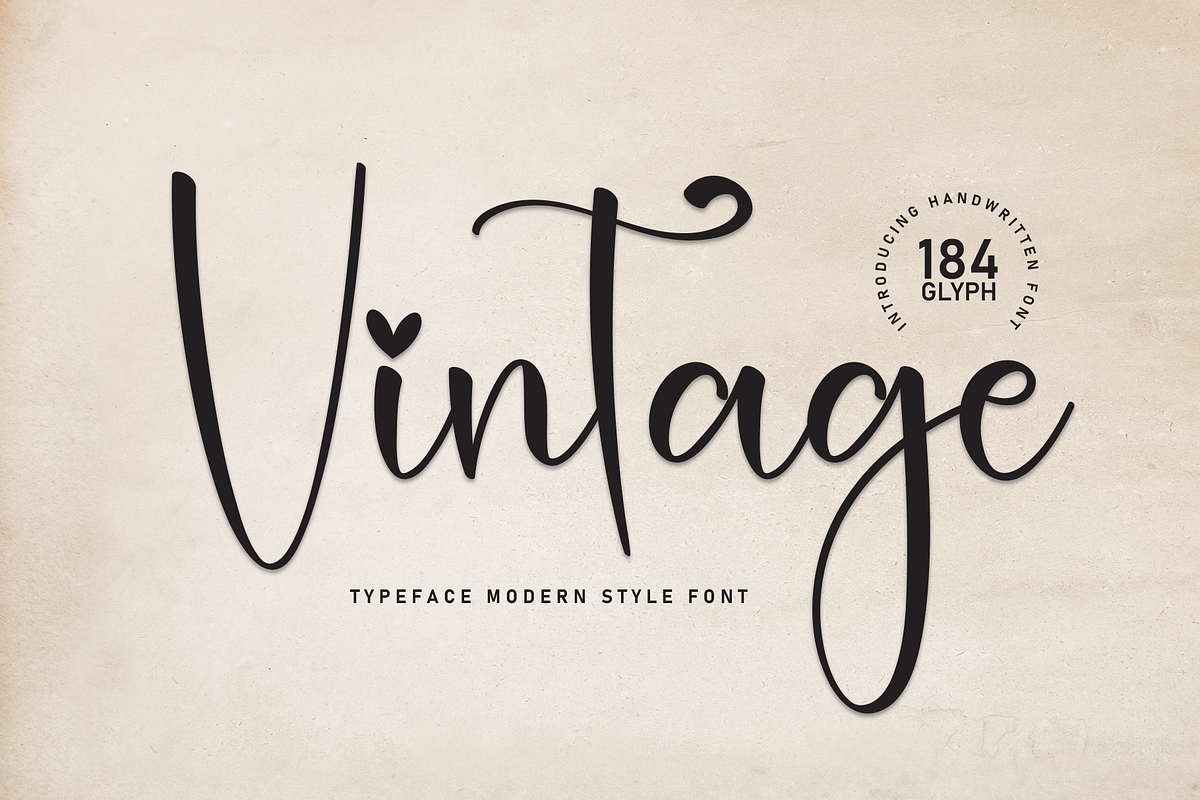 vintage | Script Font, a Handwritten Font by Scratchones (Photo 1 of 8)