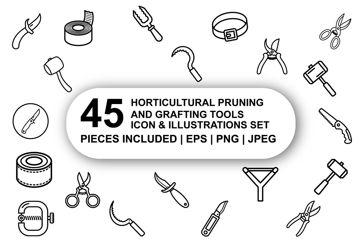 Pruning and grafting tools Icon Set, an Outline Icon by Nurlan's shop (Photo 1 of 6)