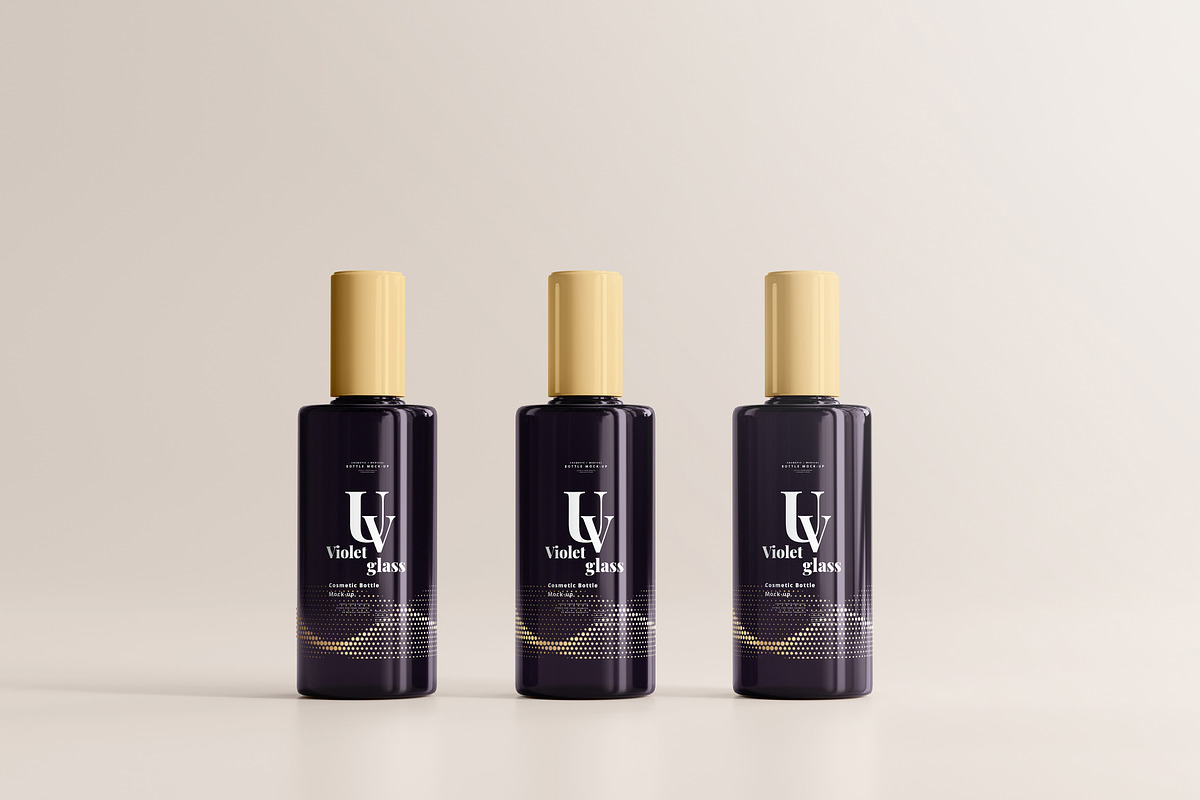 Violet Glass Cosmetic Bottle Mock-up, a Cups & Container Mockup by pmvch (Photo 8 of 20)