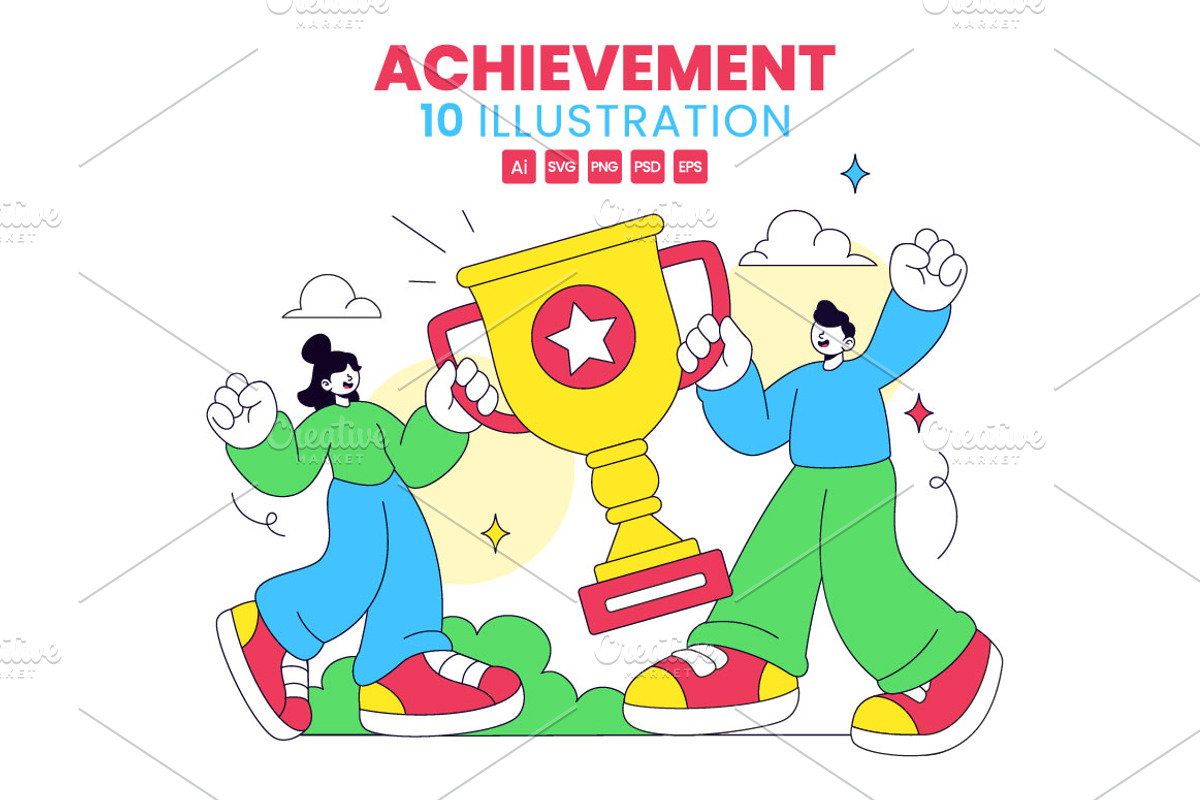 10 Achievement Vector Illustration, a Person Illustration by denayunebgt (Photo 1 of 4)